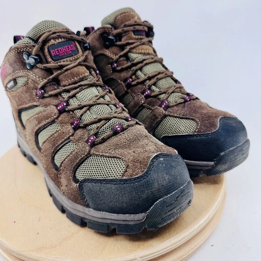 RedHead Zipline Waterproof Hiking Boots boys 6 Brown Mid Hiking Trail Shoes